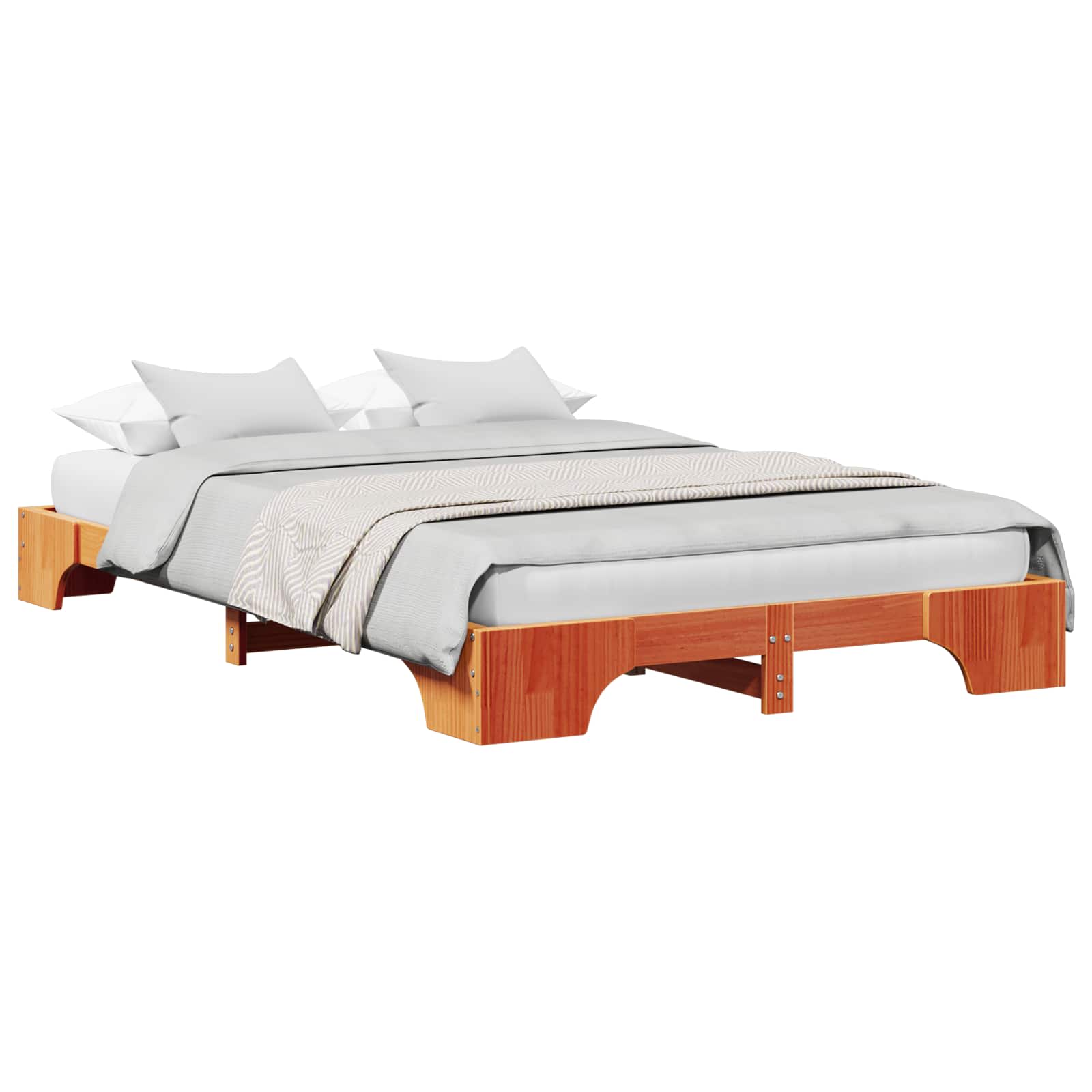 Bettrahmen Wachsbraun 140 x 190 cm Massives Kiefernholz