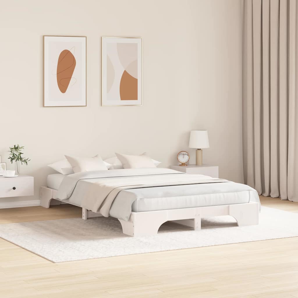 Bettrahmen Weiß 120 x 190 cm Massives Kiefernholz