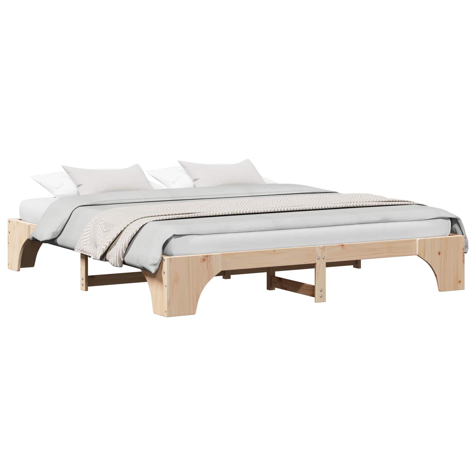 Bettrahmen Natur 200 x 200 cm Massives Kiefernholz