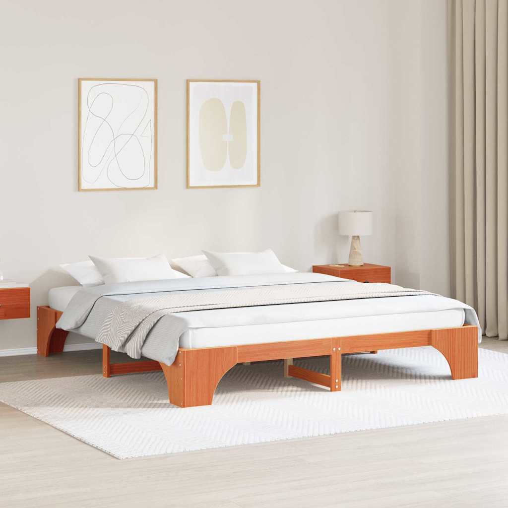Bettrahmen Wachsbraun 180 x 200 cm Massives Kiefernholz