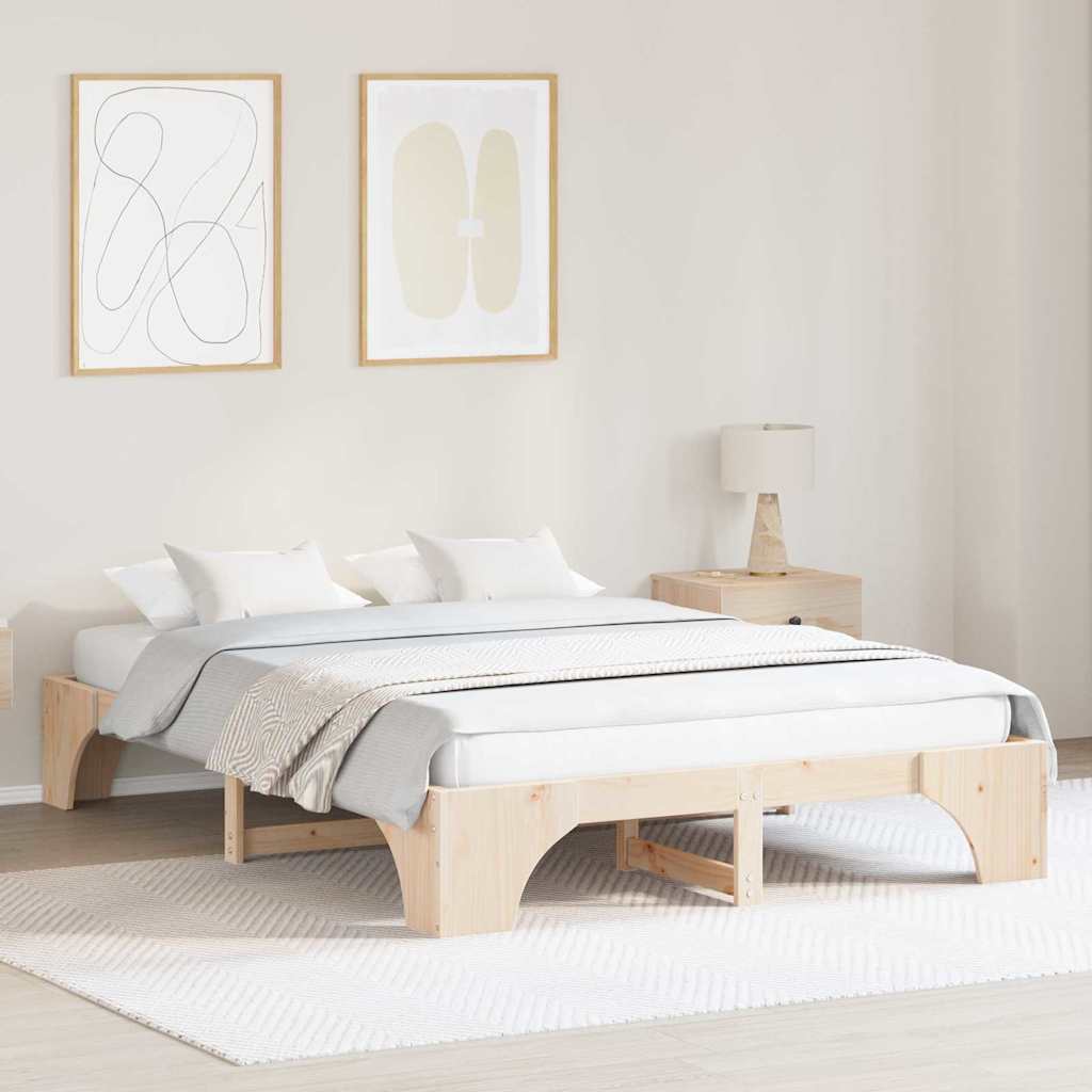 Bettrahmen Natur 150 x 200 cm Massives Kiefernholz