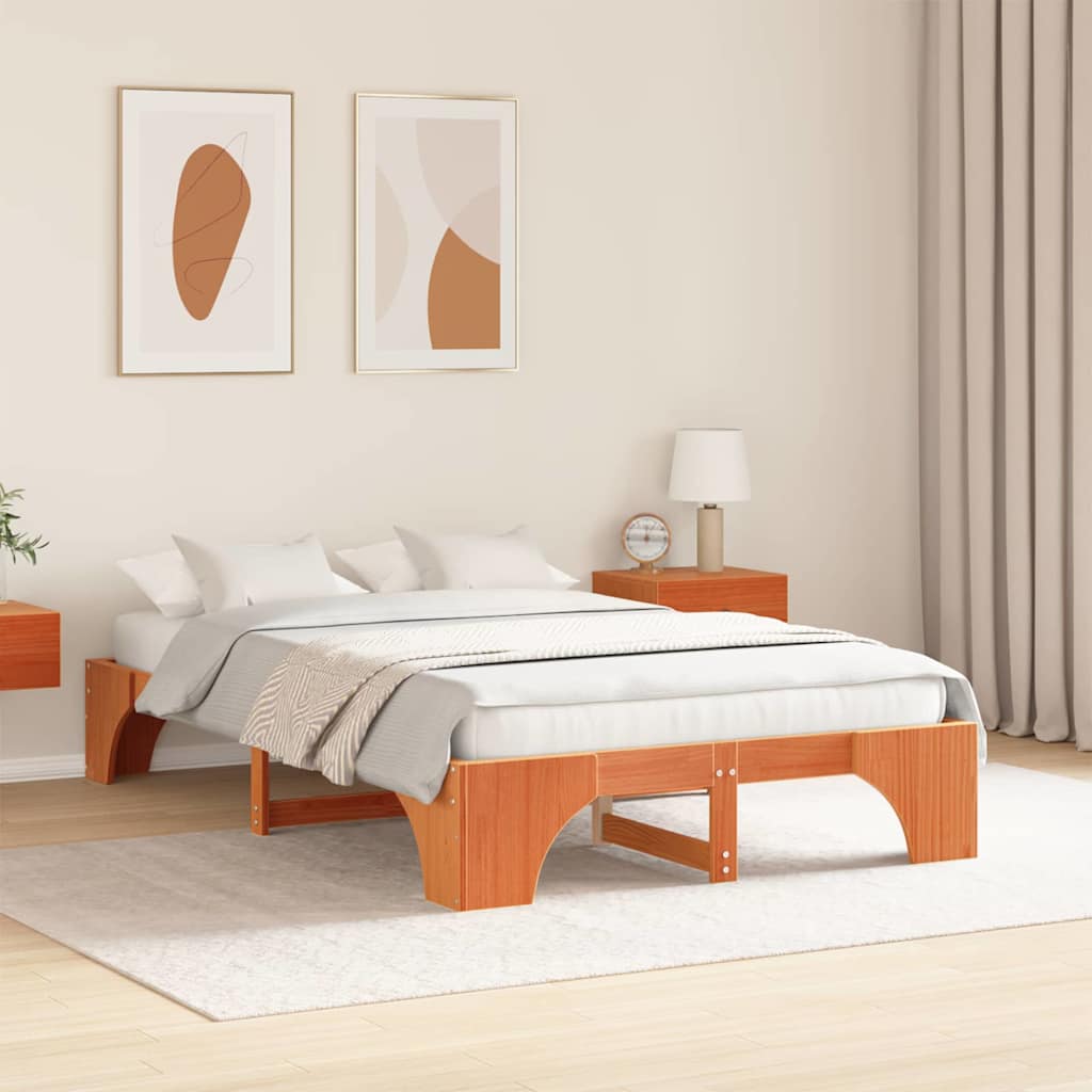 Bettrahmen Wachsbraun 120 x 200 cm Massives Kiefernholz