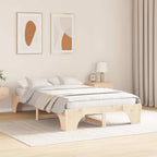 Bettrahmen Natur 140 x 190 cm Massives Kiefernholz