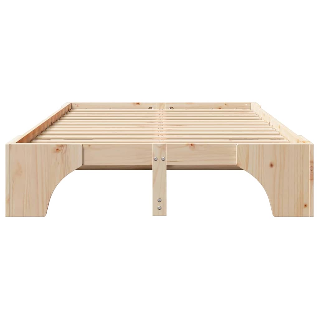 Bettrahmen Natur 140 x 190 cm Massives Kiefernholz