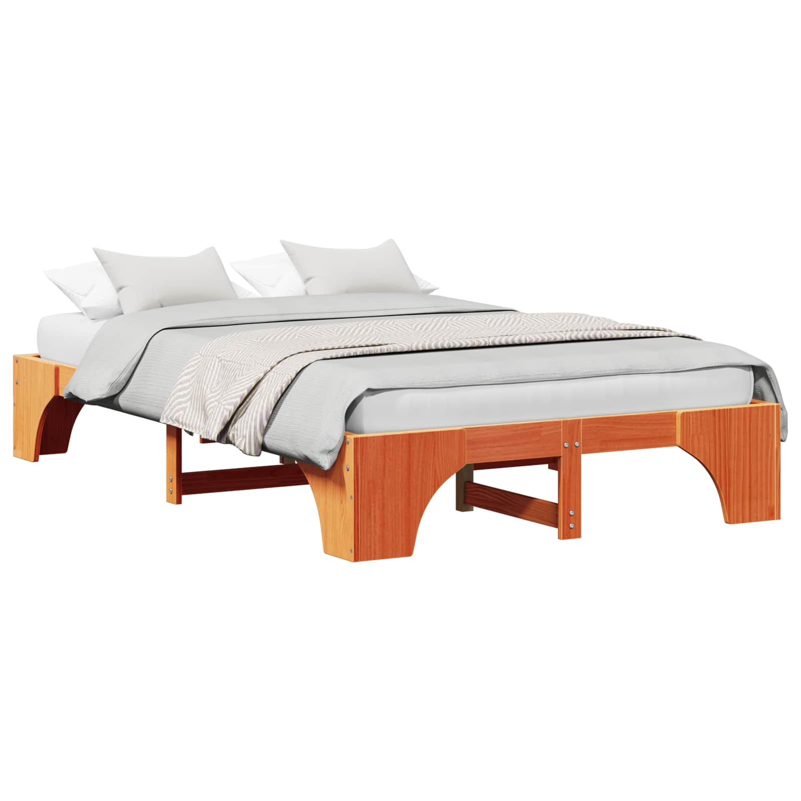Bettrahmen Wachsbraun 120 x 190 cm Massives Kiefernholz