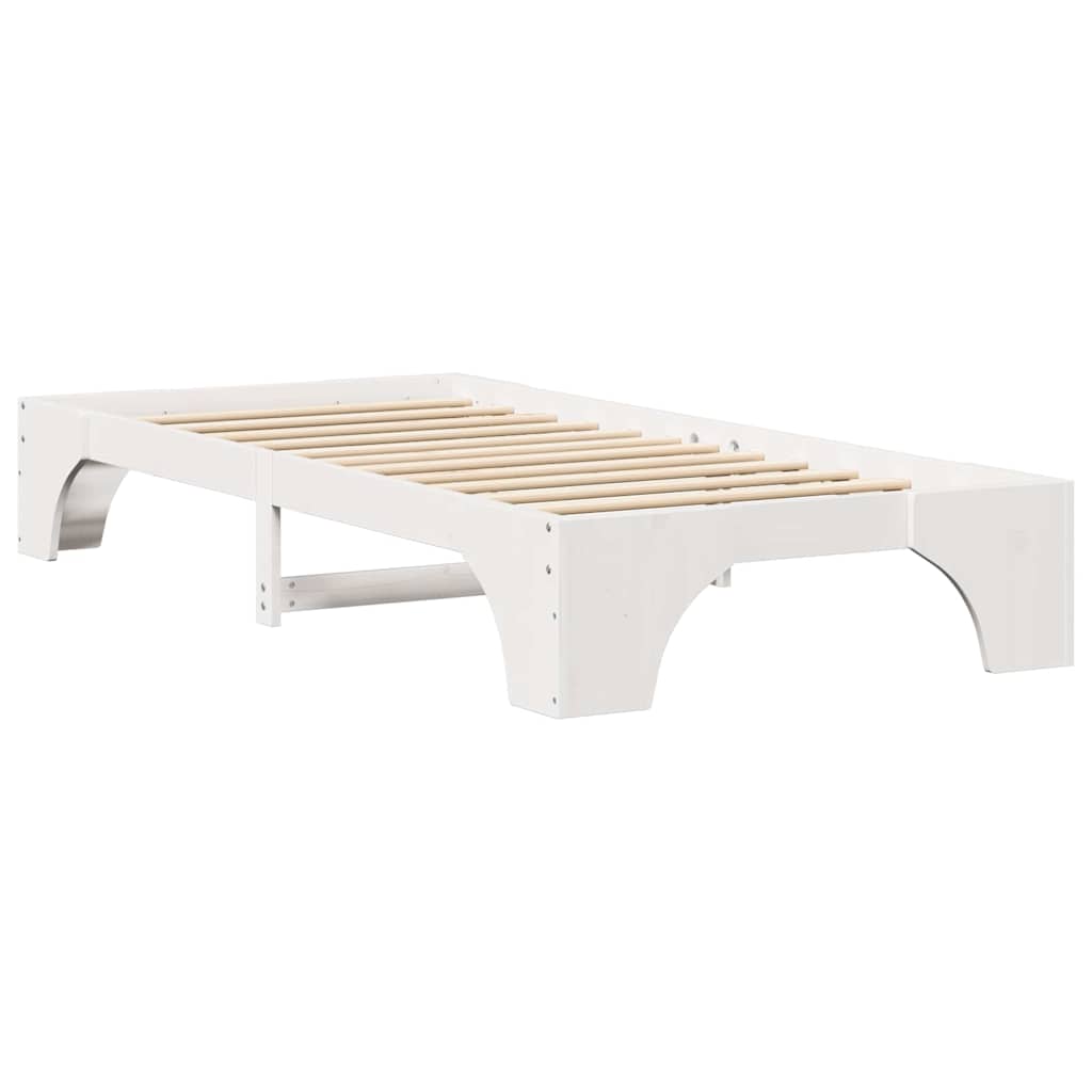 Bettrahmen Weiß 75 x 190 cm Massives Kiefernholz