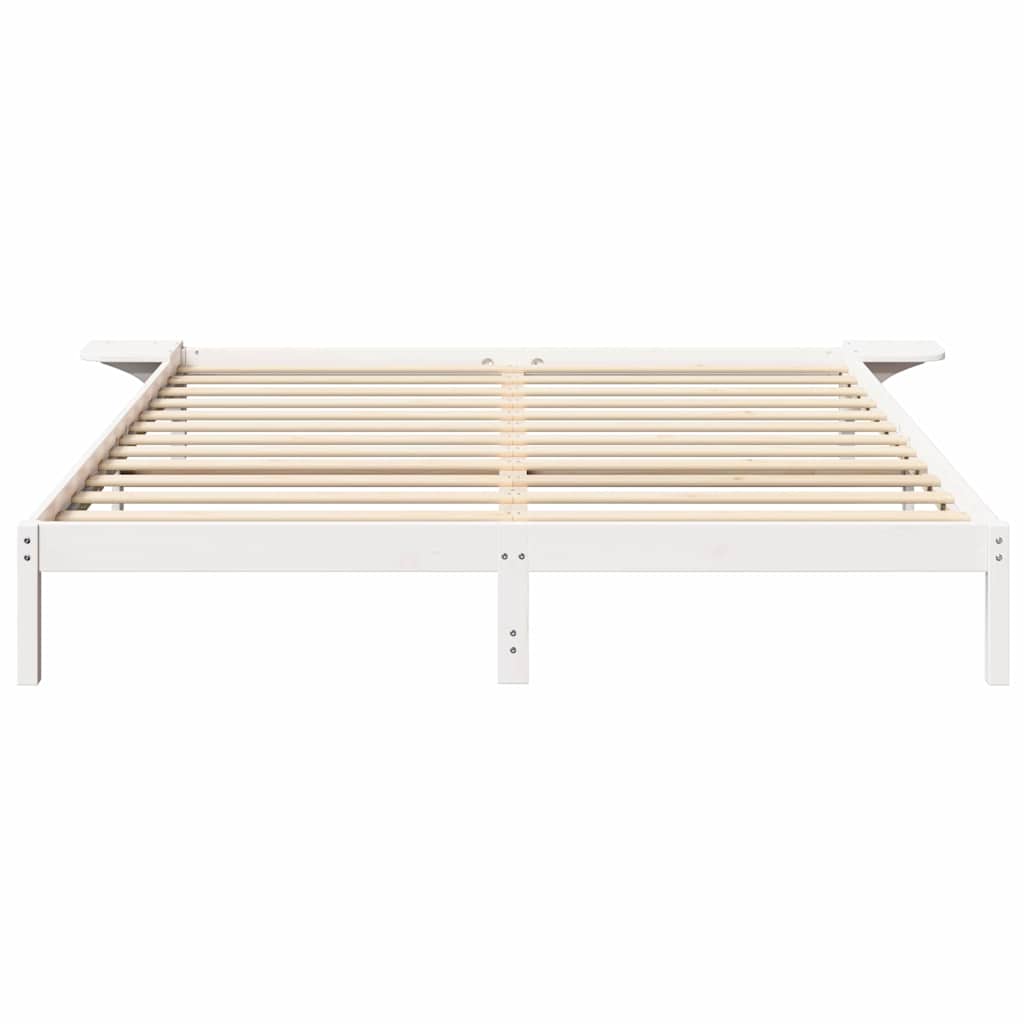 Bettrahmen Weiß 200 x 200 cm Massives Kiefernholz