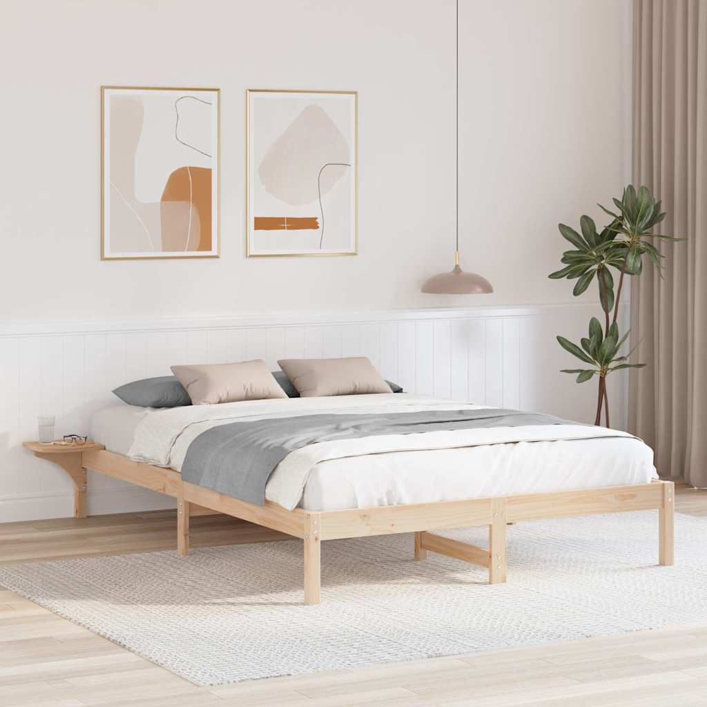 Bettrahmen Natur 150 x 200 cm Massives Kiefernholz