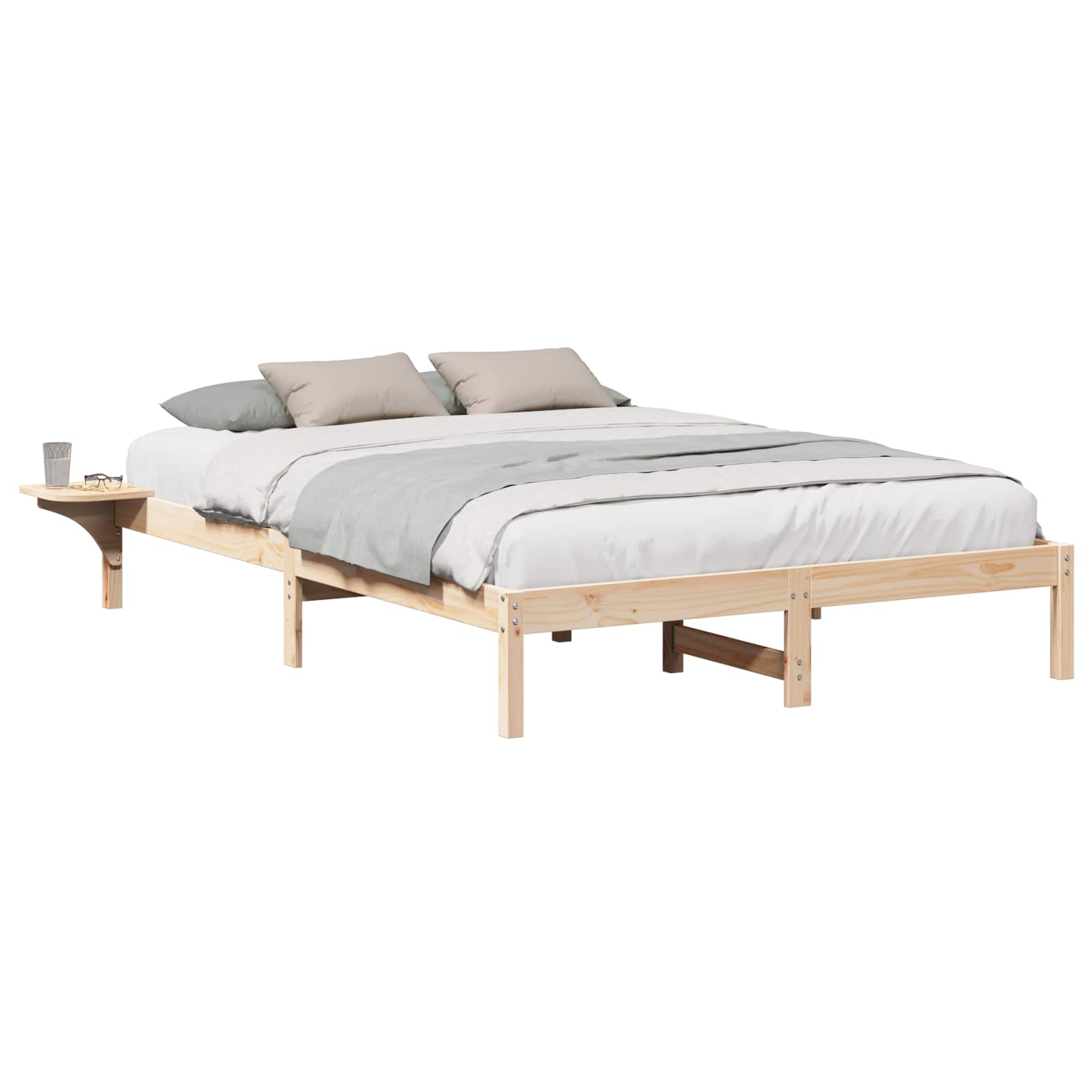 Bettrahmen Natur 150 x 200 cm Massives Kiefernholz