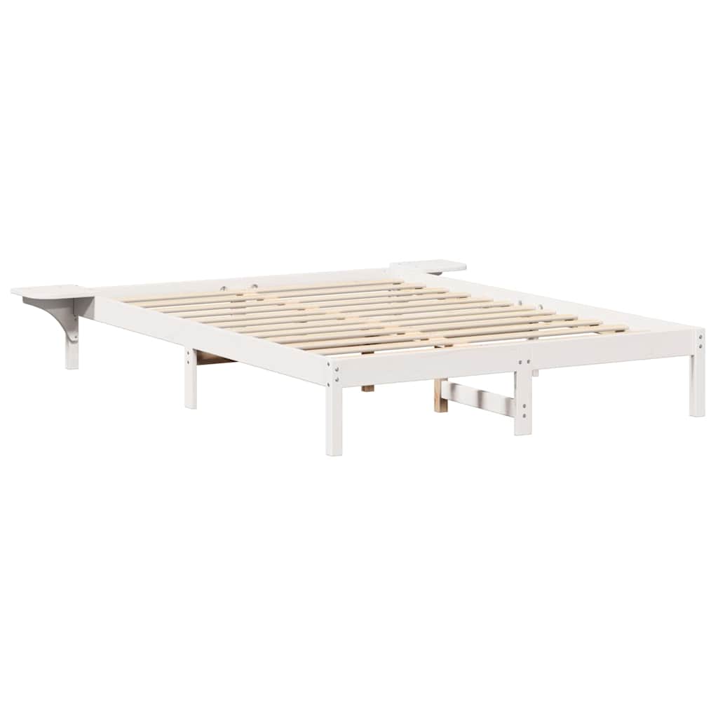 Bettrahmen Weiß 150 x 200 cm Massives Kiefernholz