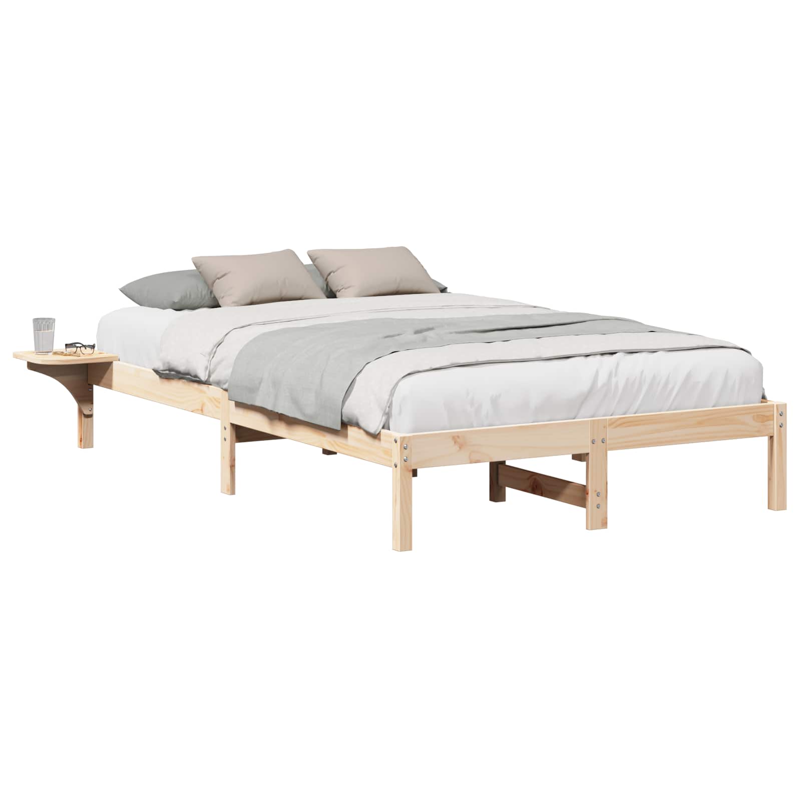 Bettrahmen Natur 140 x 190 cm Massives Kiefernholz