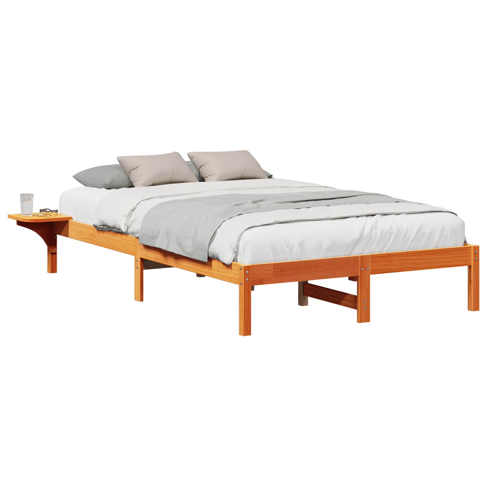 Bettrahmen Wachsbraun 140 x 190 cm Massives Kiefernholz