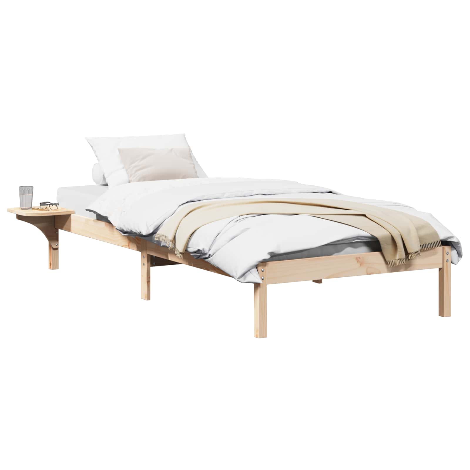 Bettrahmen Natur 90 x 190 cm Massives Kiefernholz