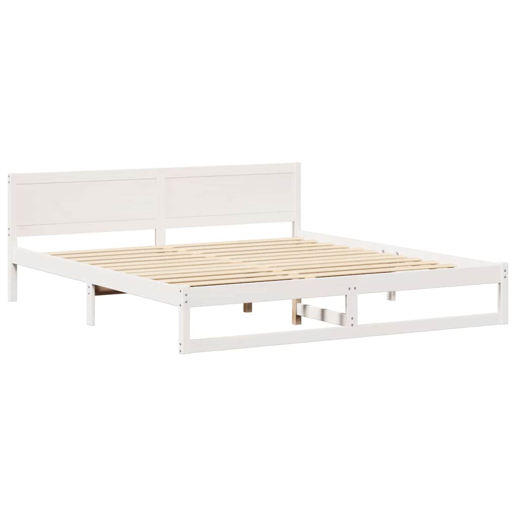 Bettrahmen mit Kopfteil Weiß 200 x 200 cm Massives Kiefernholz