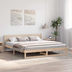 Bettrahmen mit Kopfteil Natur 180 x 200 cm Massives Kiefernholz