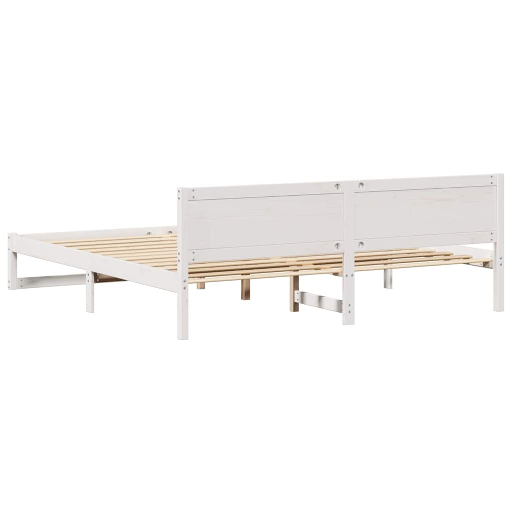 Bettrahmen mit Kopfteil Weiß 180 x 200 cm Massives Kiefernholz