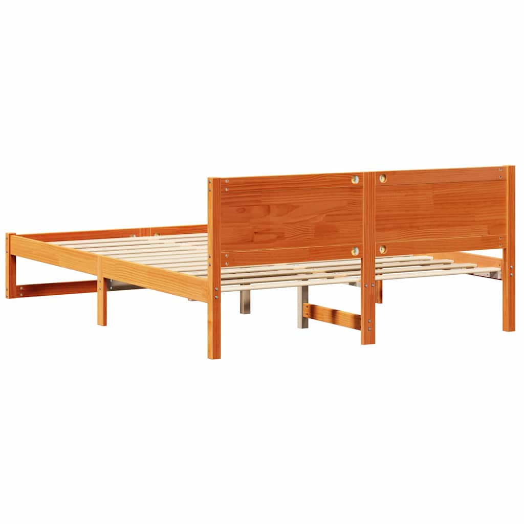 Bettrahmen Wachsbraun 160 x 200 cm Massives Kiefernholz