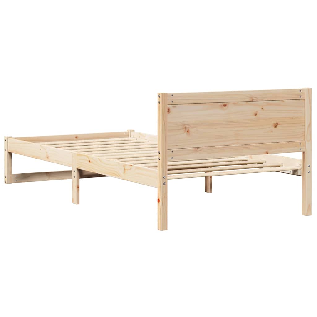 Bettrahmen mit Kopfteil Natur 90 x 190 cm Massives Kiefernholz