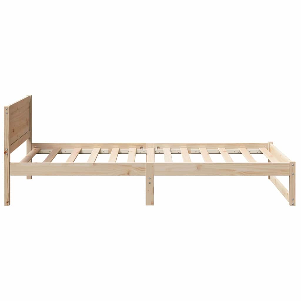 Bettrahmen mit Kopfteil Natur 75 x 190 cm Massives Kiefernholz