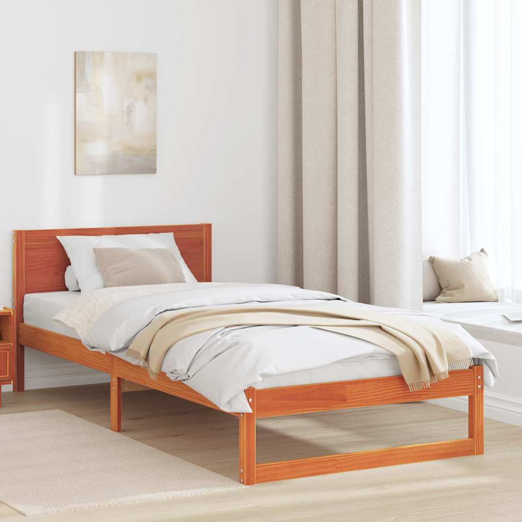 Bettrahmen Wachsbraun 75 x 190 cm Massives Kiefernholz