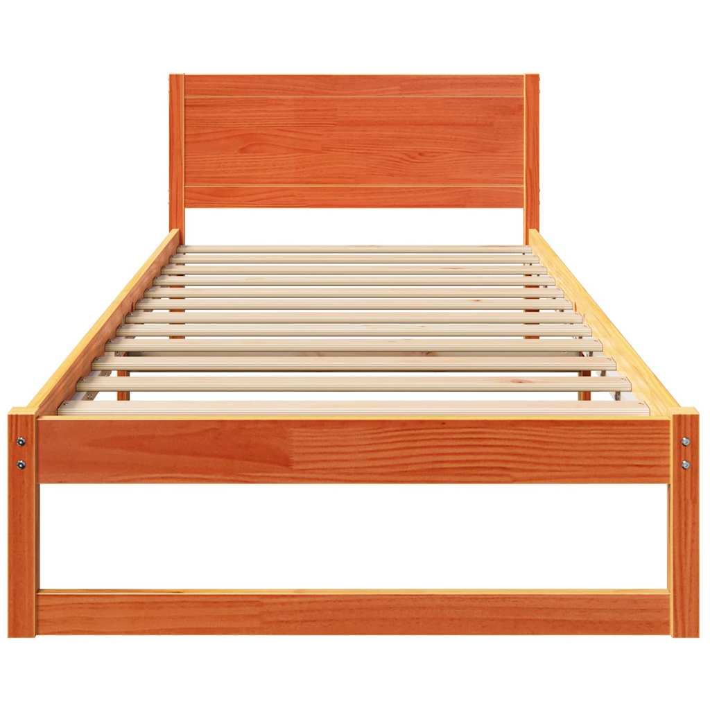 Bettrahmen Wachsbraun 75 x 190 cm Massives Kiefernholz