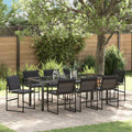 Garten Essgruppe 9 pcs Schwarz 200 x 80 x 73 cm