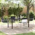 Garten Essgruppe 5 pcs Weiß Textilene und Stahl