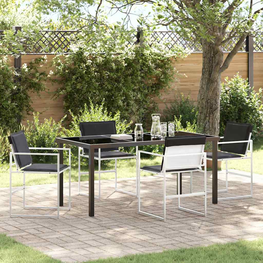 Garten Essgruppe 5 pcs Weiß Textilene und Stahl