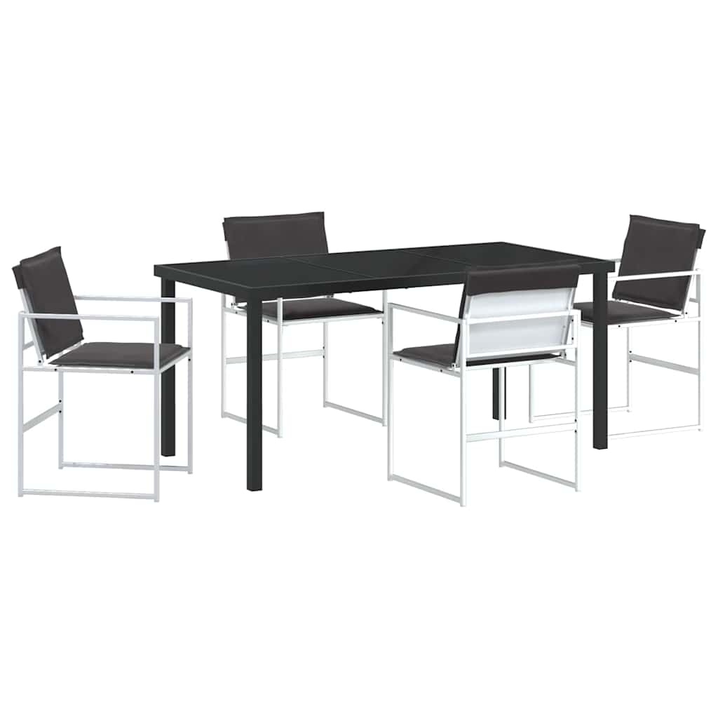 Garten Essgruppe 5 pcs Weiß Textilene und Stahl
