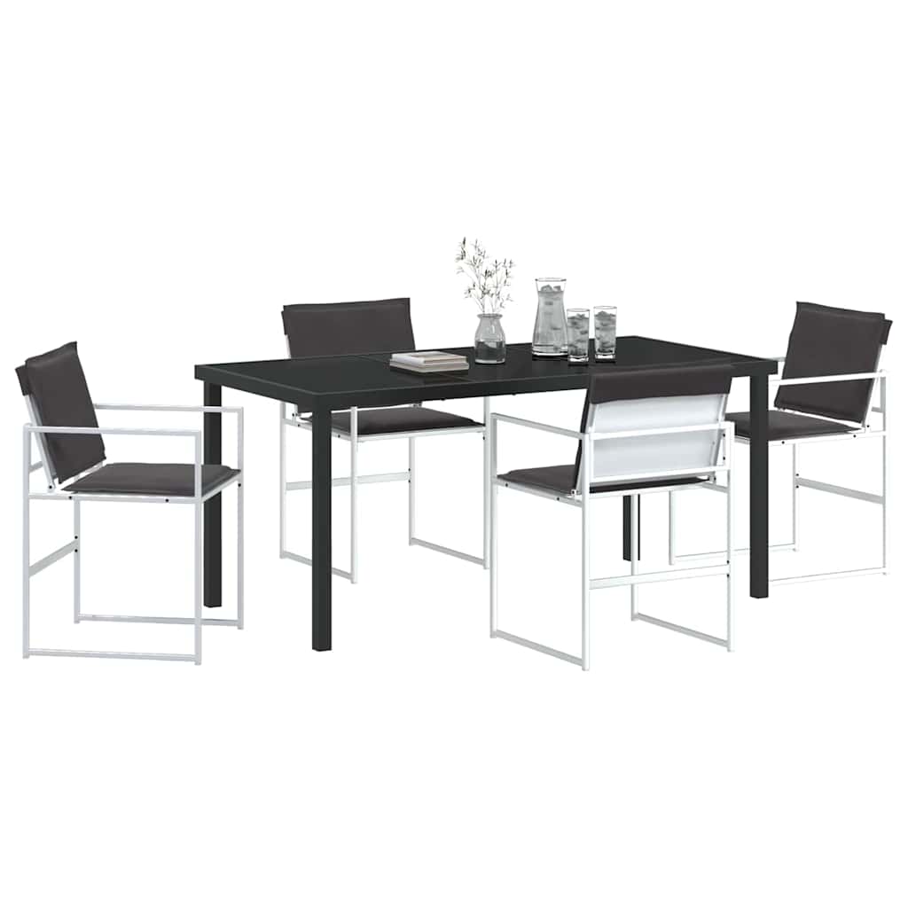 Garten Essgruppe 5 pcs Weiß Textilene und Stahl