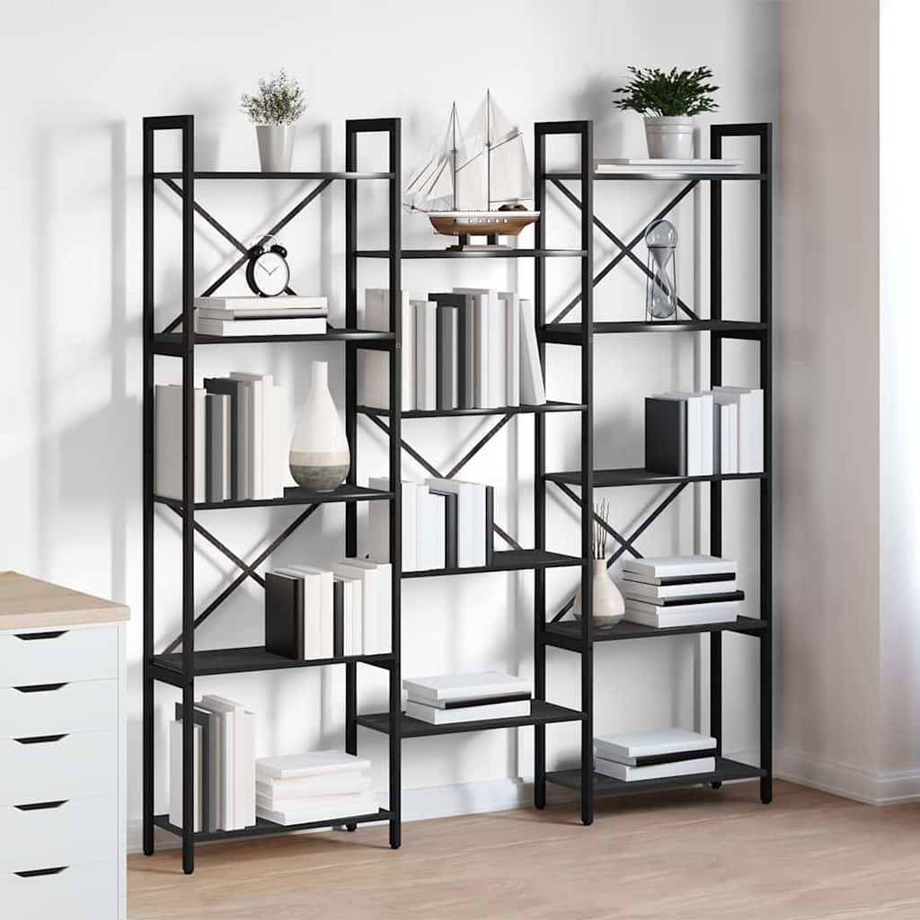 Bücherregal Schwarz Eichen-Optik 156 x 25 x 167 cm