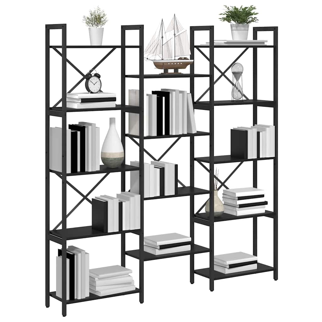 Bücherregal Schwarz Eichen-Optik 156 x 25 x 167 cm