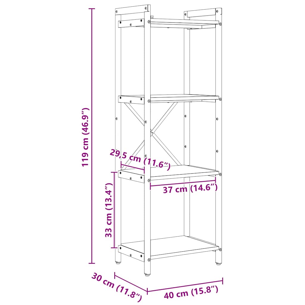Bücherregal Grau Sonoma 40 x 30 x 119 cm Holzwerkstoff