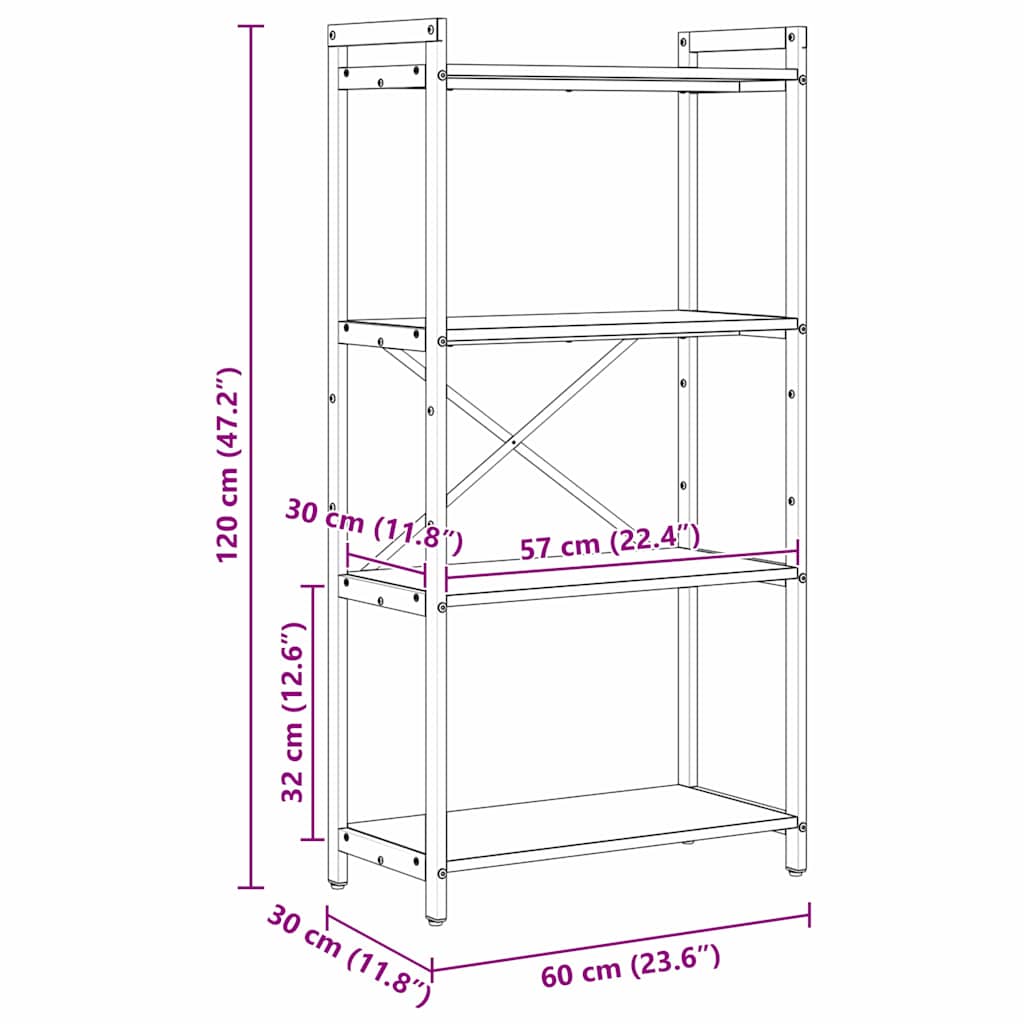 Bücherregal Sonoma-Eiche 60 x 30 x 120 cm Holzwerkstoff