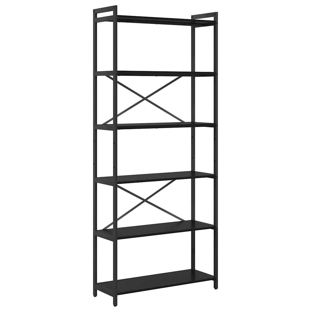 Bücherregal Schwarz Eichen-Optik 80 x 30 x 189,5 cm