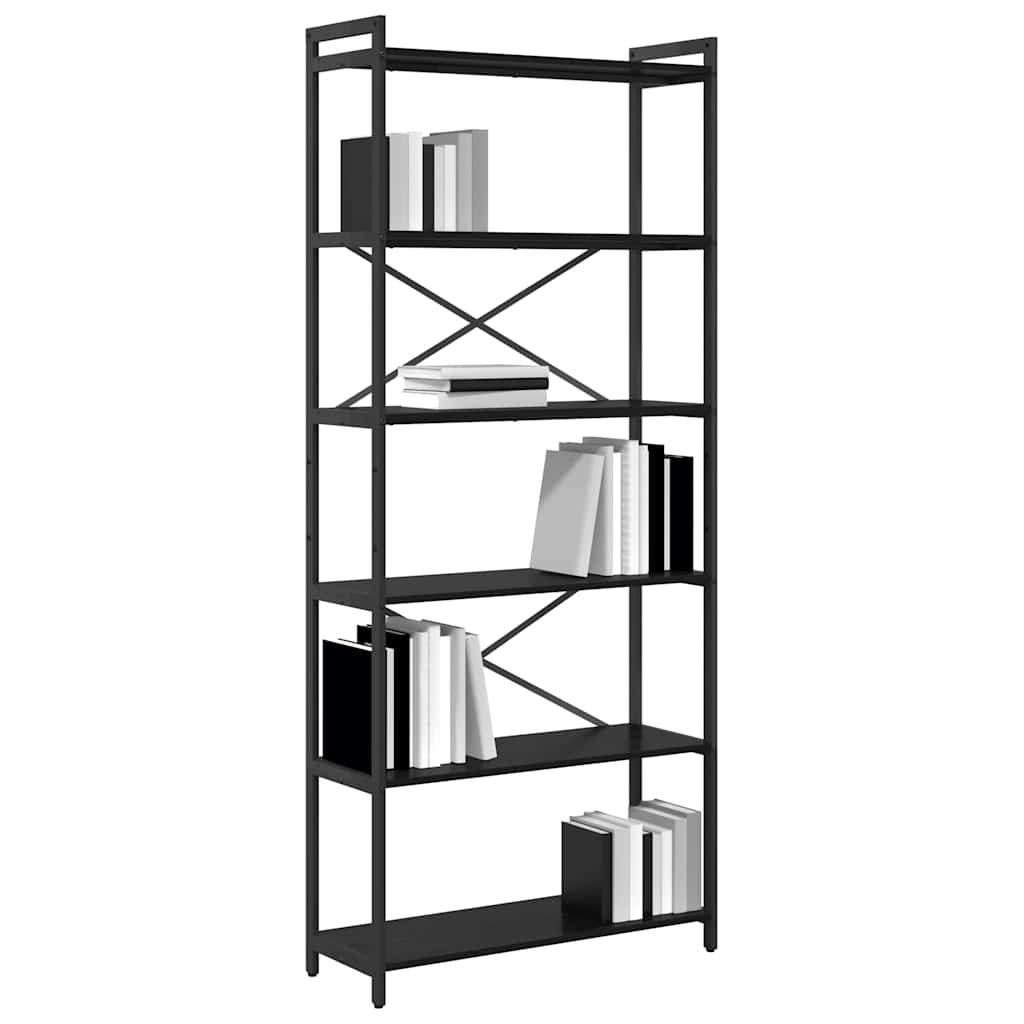 Bücherregal Schwarz Eichen-Optik 80 x 30 x 189,5 cm