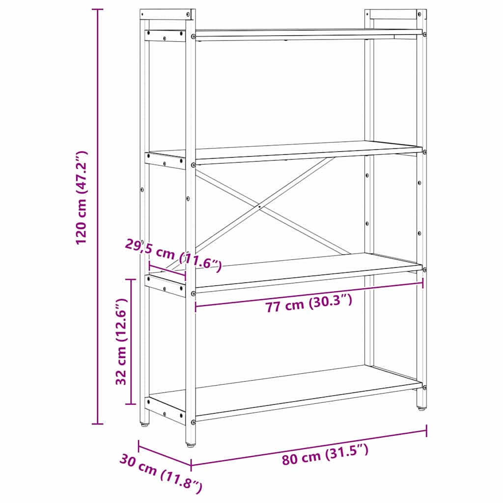 Bücherregal Sonoma-Eiche 80 x 30 x 120 cm Holzwerkstoff