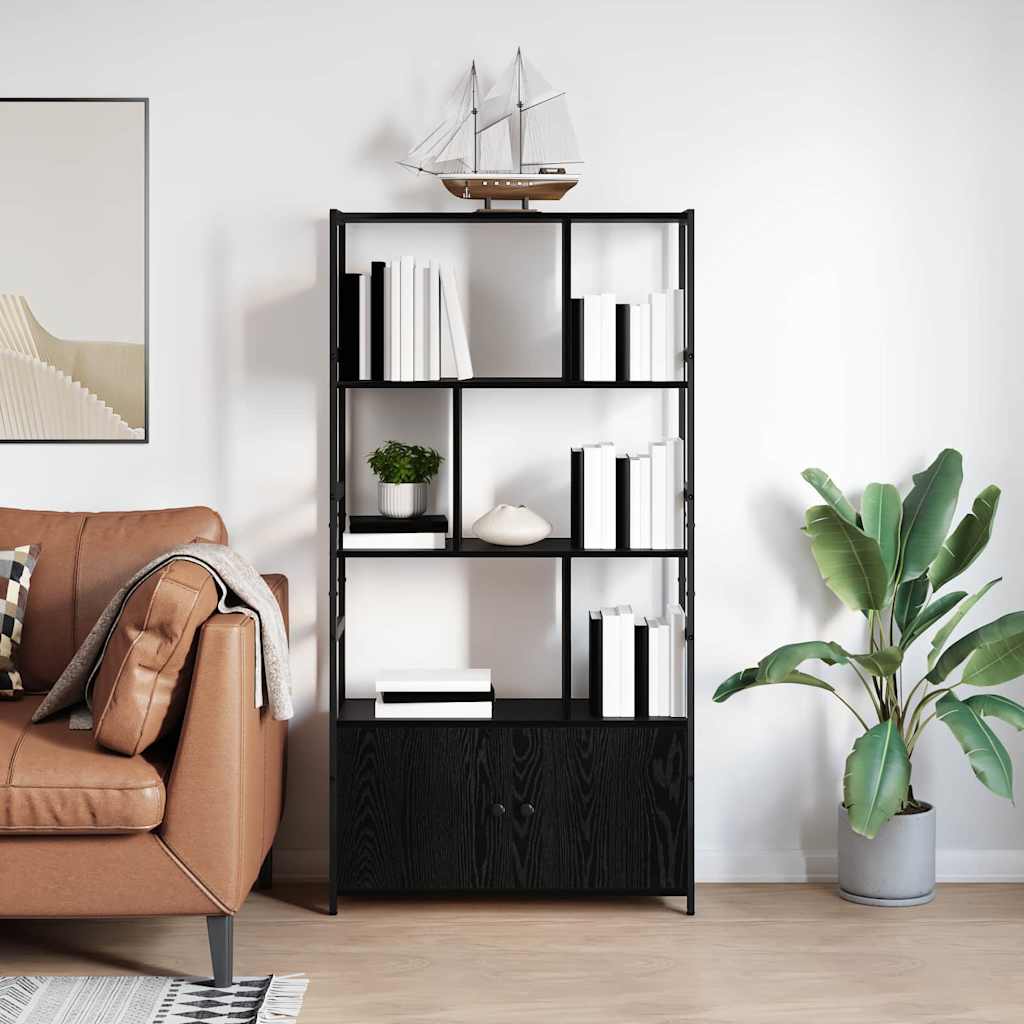 Bücherregal Schwarz Eichen-Optik 80 x 30 x 155,5 cm