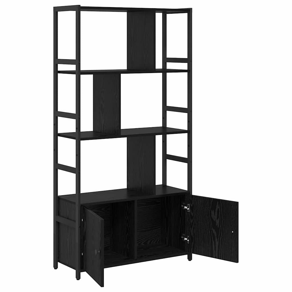 Bücherregal Schwarz Eichen-Optik 80 x 30 x 155,5 cm