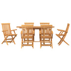 Garten Essgruppe 7 pcs Braun Massivholz Teak