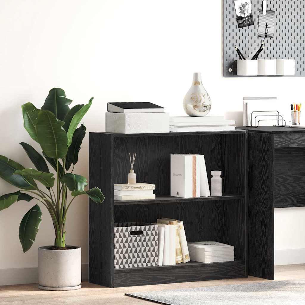 Bücherregal Schwarz Eichen-Optik 80 x 24 x 76 cm Holzwerkstoff