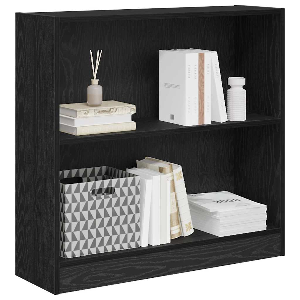 Bücherregal Schwarz Eichen-Optik 80 x 24 x 76 cm Holzwerkstoff