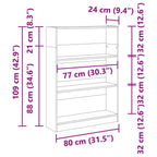 Bücherregal Schwarz Eichen-Optik 80 x 24 x 109 cm Holzwerkstoff
