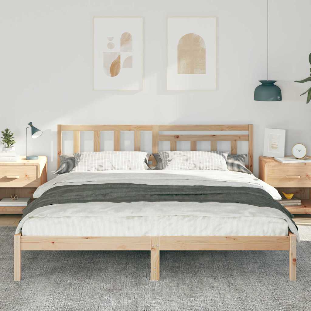 Bettrahmen mit Kopfteil Braun 200 x 200 cm Massives Kiefernholz