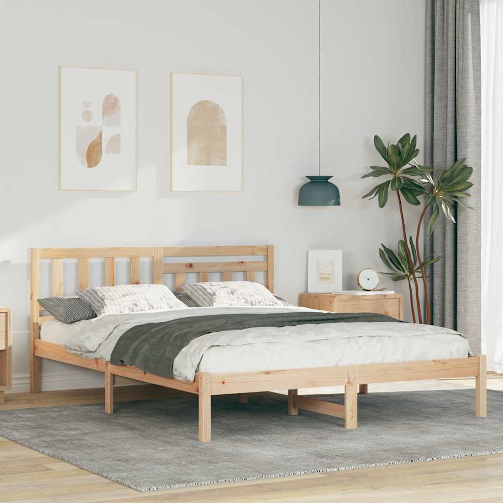 Bettrahmen mit Kopfteil Braun 140 x 200 cm Massives Kiefernholz