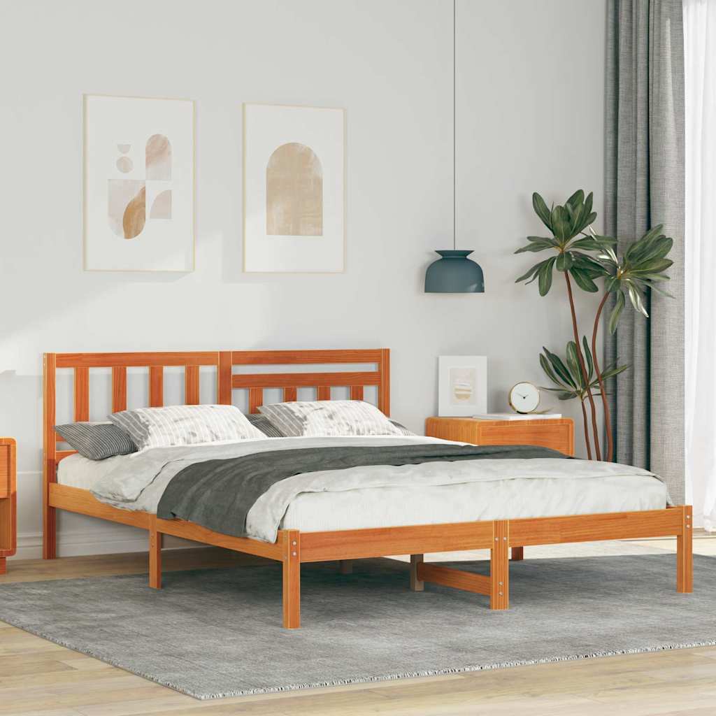 Bettrahmen Wachsbraun 140 x 200 cm Massives Kiefernholz