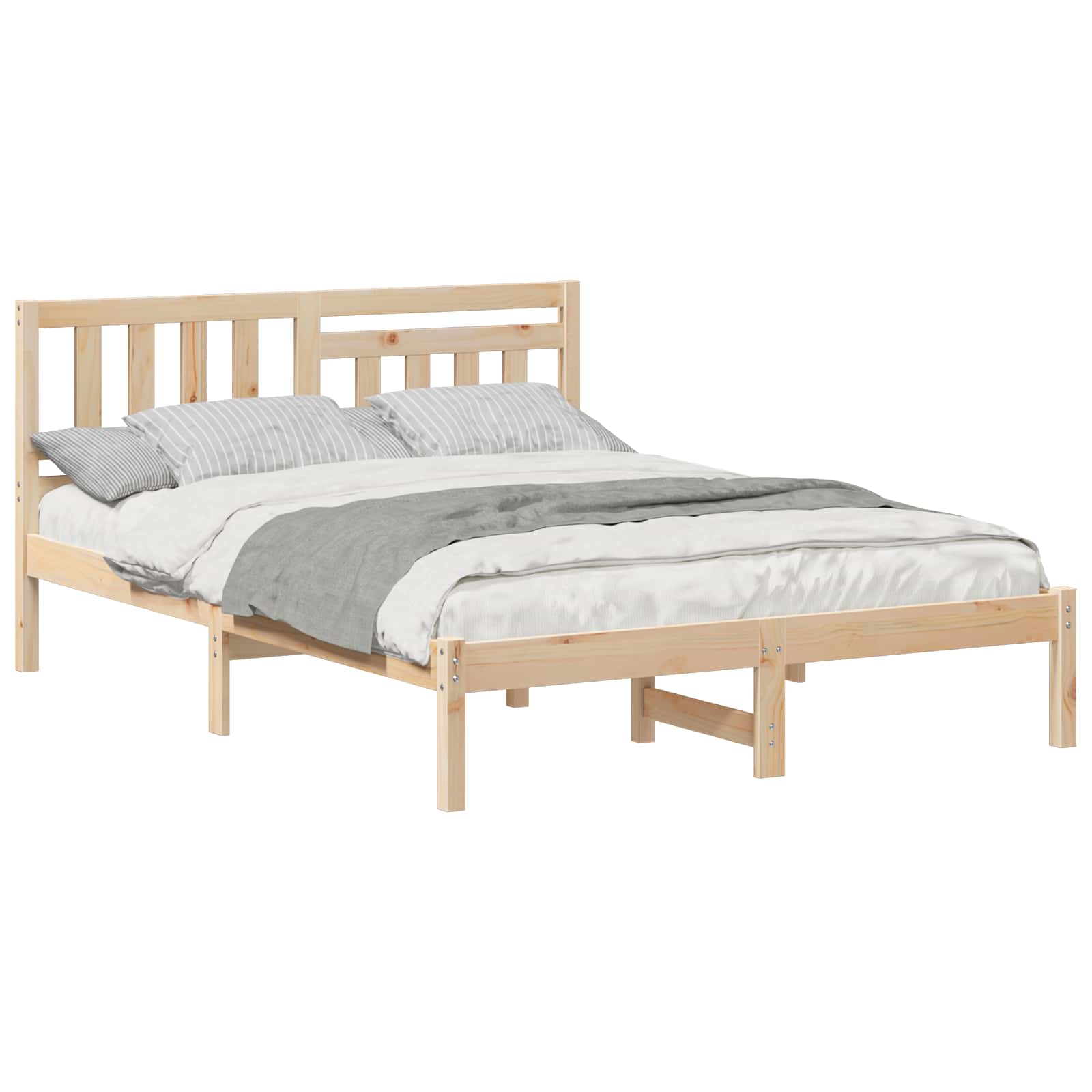Bettrahmen mit Kopfteil Braun 140 x 190 cm Massives Kiefernholz