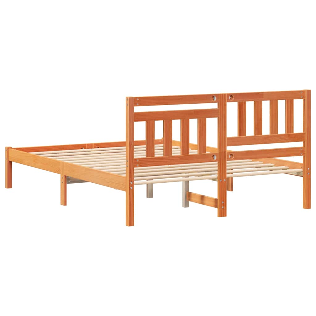 Bettrahmen Wachsbraun 140 x 190 cm Massives Kiefernholz