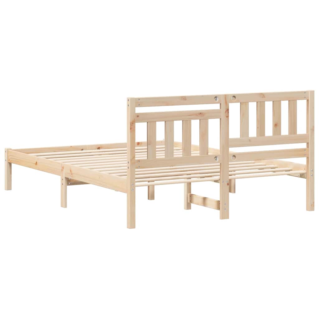 Bettrahmen mit Kopfteil Braun 135 x 190 cm Massives Kiefernholz
