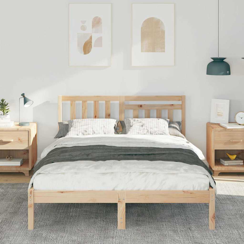 Bettrahmen mit Kopfteil Braun 120 x 190 cm Massives Kiefernholz
